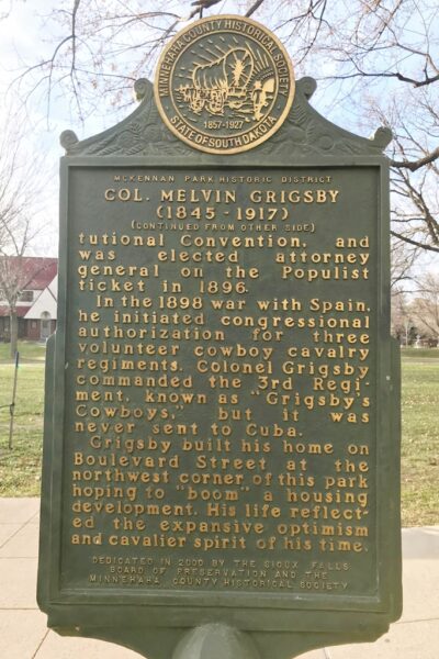 COL. MELVIN GRIGSBY WAR MEMORIAL MARKER BACK