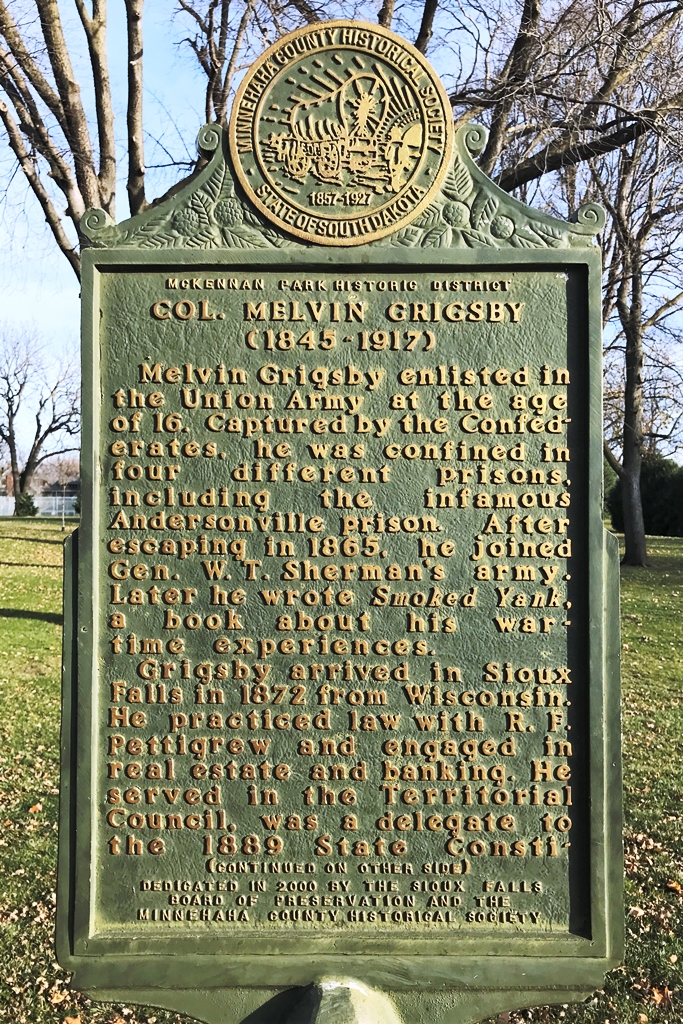 COL. MELVIN GRIGSBY WAR MEMORIAL MARKER FRONT