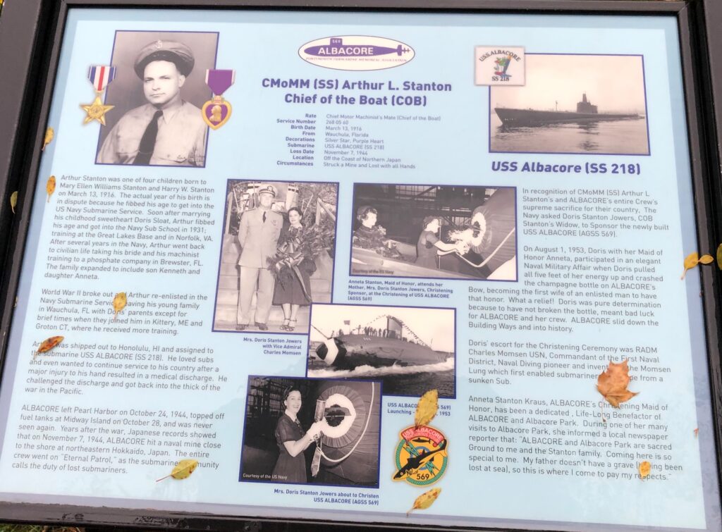 CM0MM (SS) ARTHUR L. STRANTON WAR MEMORIAL PLAQUE