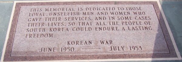 CUMBERLAND COUNTY KOREAN WAR VETERANS MEMORIAL TABLET