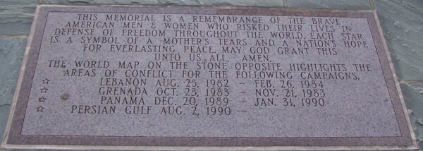 CUMBERLAND COUNTY WAR VETERANS MEMORIAL TABLET