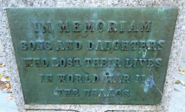 USAACS SONS & DAUGHTERS WORLD WAR II MEMORIAL PLAQUE A