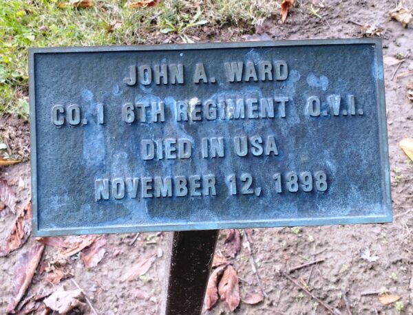 JOHN A. WARD WAR MEMORIAL TREE PLAQUE