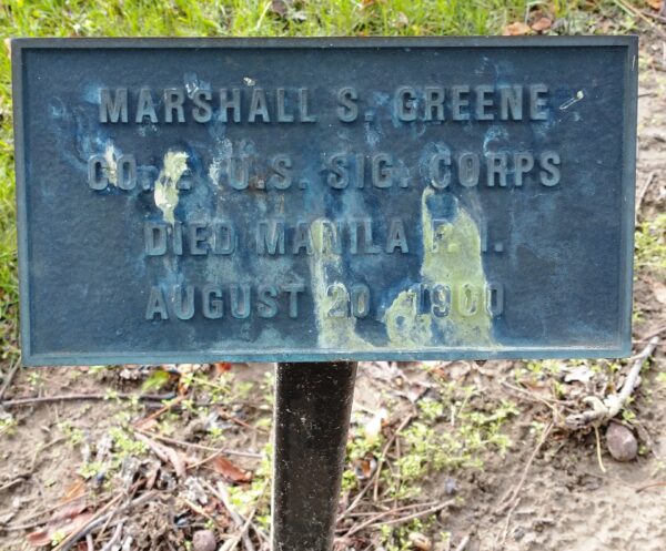 MARSHALL S. GREEN WAR MEMORIAL TREE PLAQUE