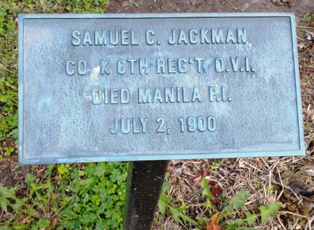 SAMUEL C. JACKMAN WAR MEMORIAL TREE PLAQUE