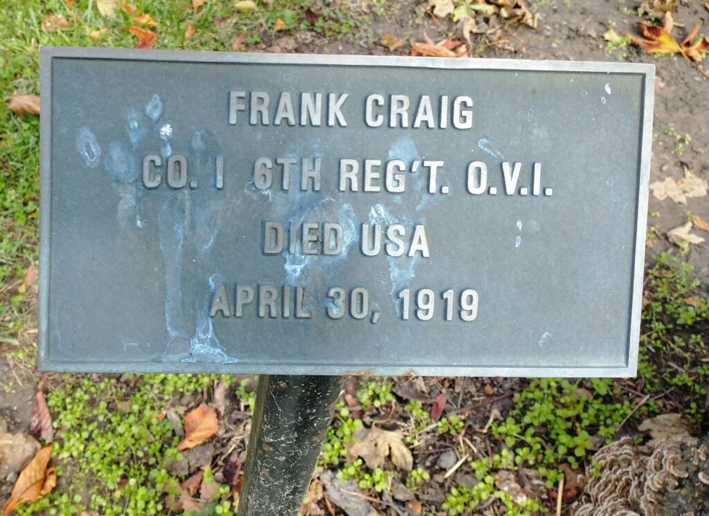 FRANK CRAIG WAR MEMORIAL TREE PLAQUE