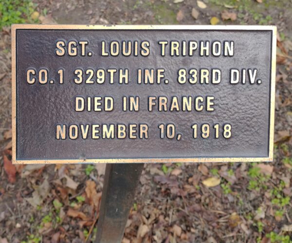 SGT. LOUIS TRIPHON WAR MEMORIAL TREE PLAQUE