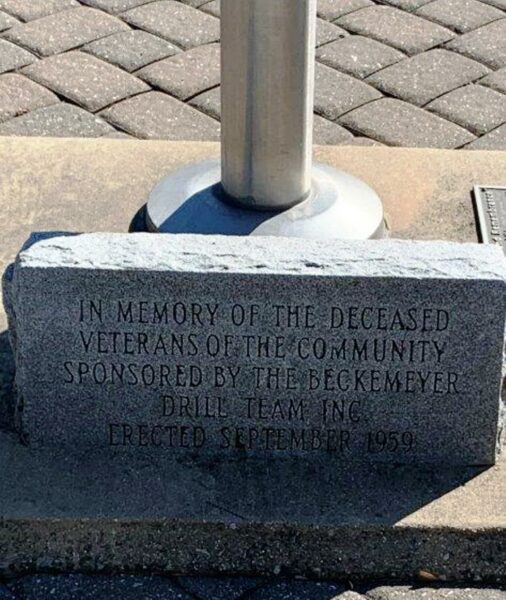 BECKEMEYER DRILL TEAM VETERANS MEMORIAL FLAGPOLE STONE ON LOUIS STREET