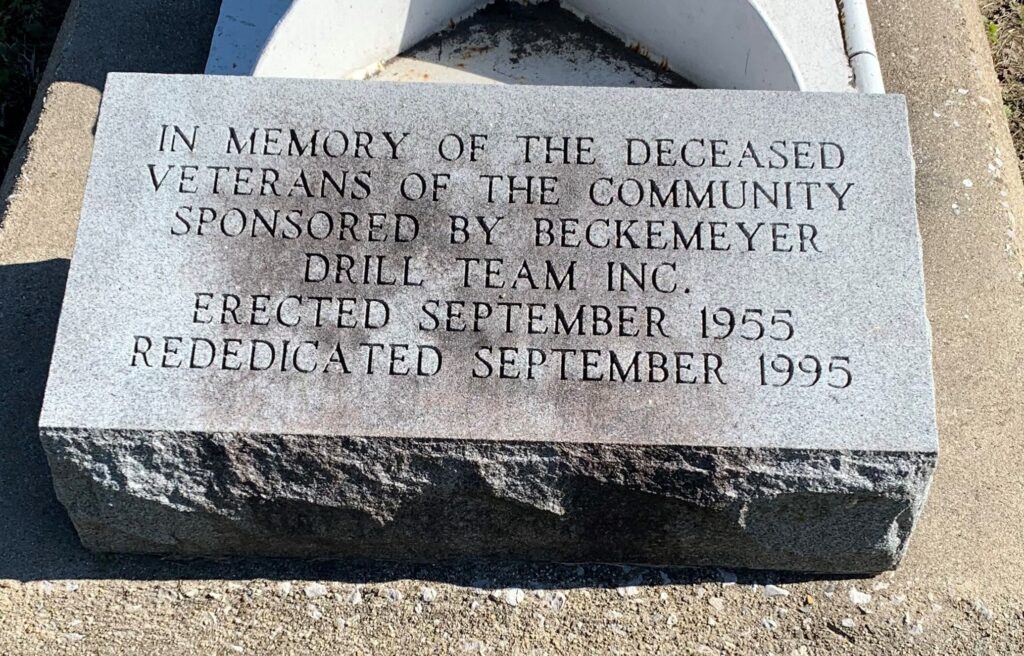 BECKEMEYER DRILL TEAM VETERANS MEMORIAL FLAGPOLE STONE ON MURRAY STREET