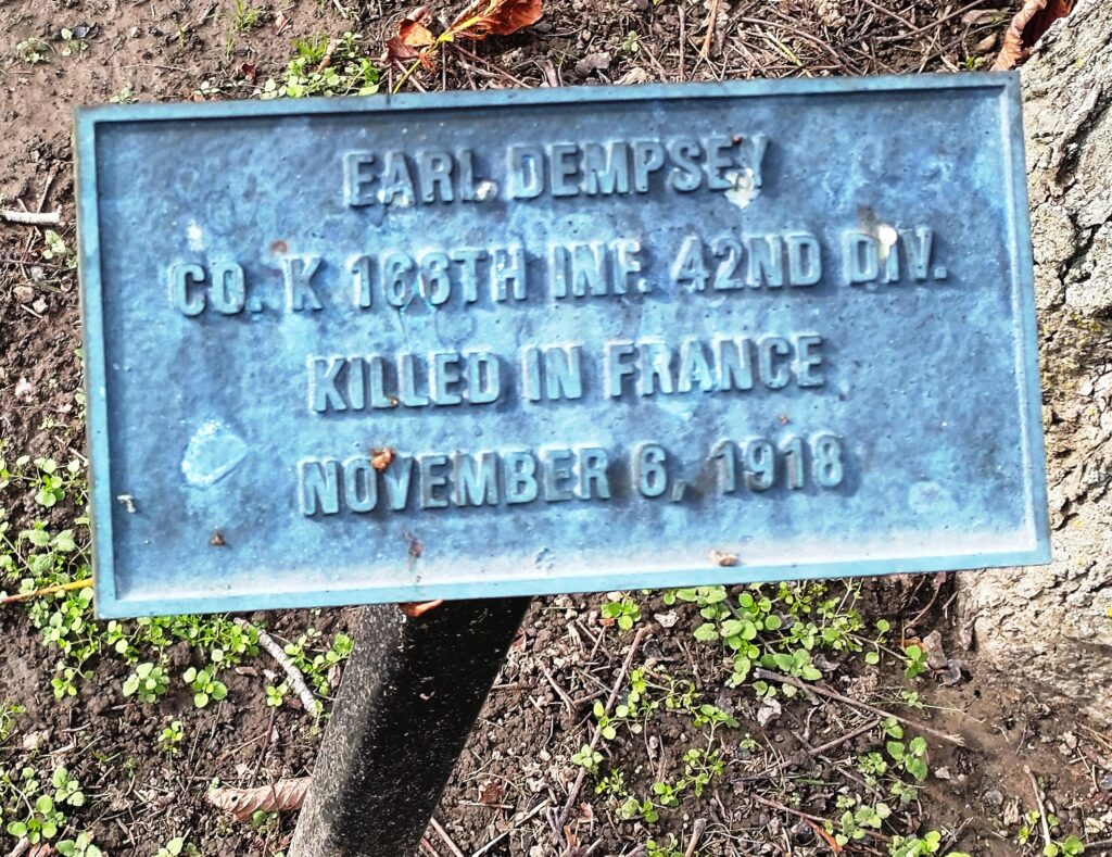 EARL DEMPSEY WAR MEMORIAL TREE PLAQUE