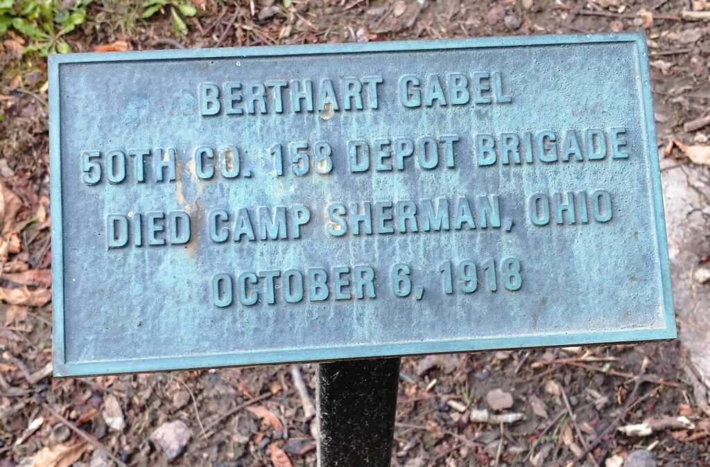 BERTHART CABEL WAR MEMORIAL TREE PLAQUE