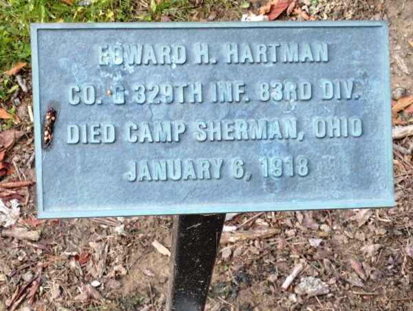 EDWARD H. HARTMAN WAR MEMORIAL TREE PLAQUE