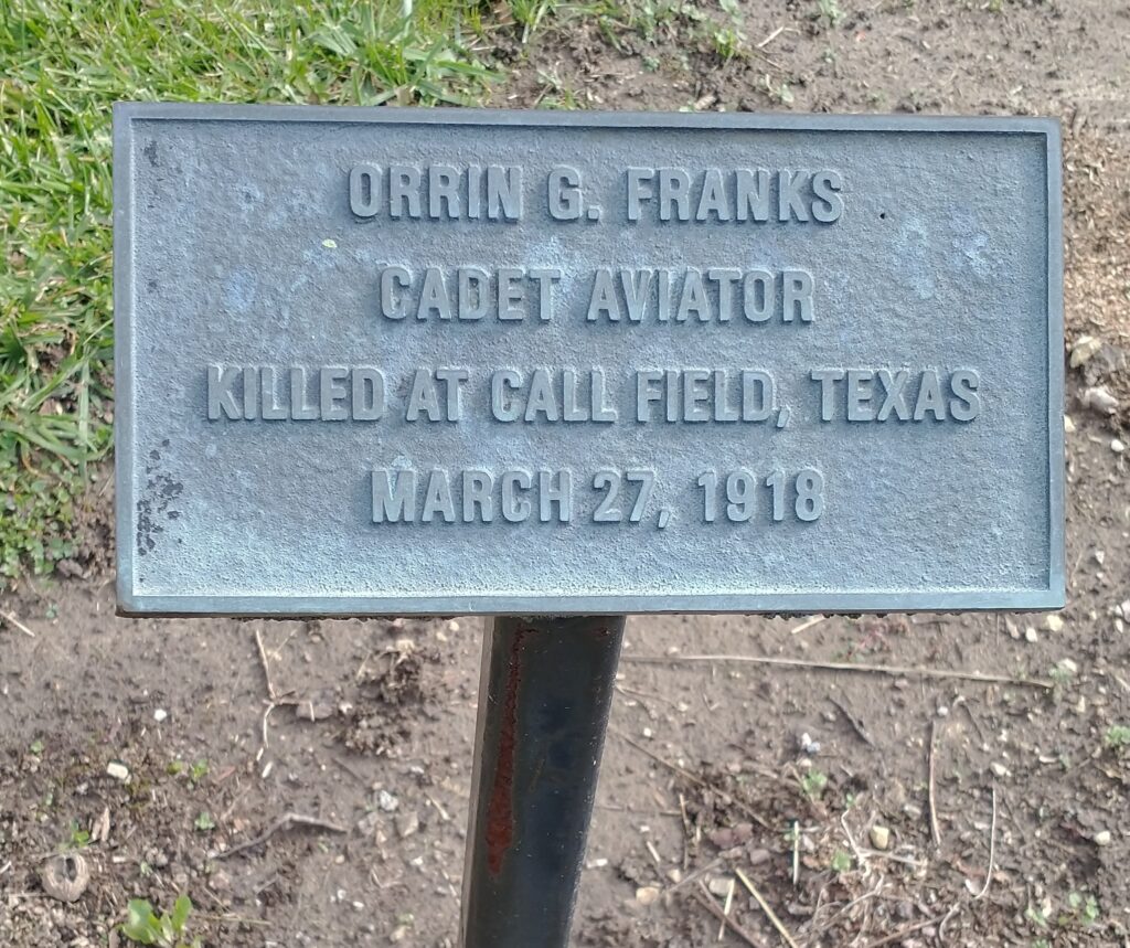 ORRIN G. FRANKS WAR MEMORIAL TREE PLAQUE