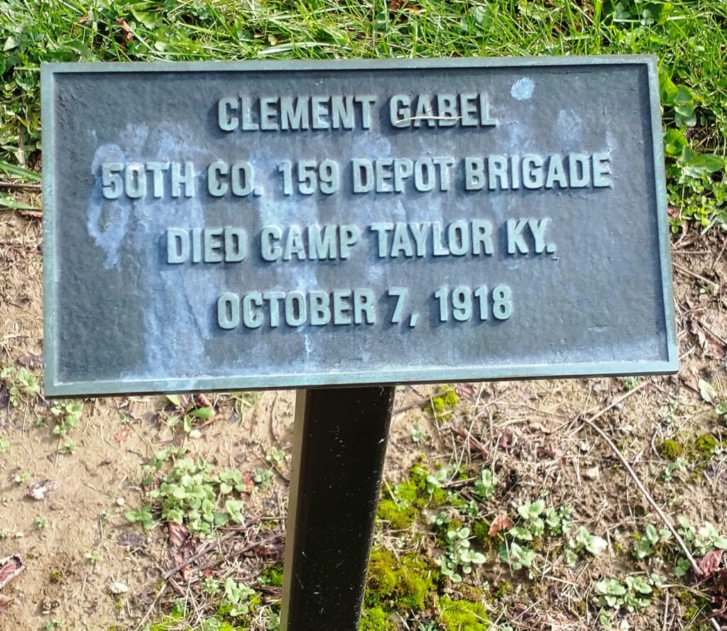 CLEMENT GABEL WAR MEMORIAL TREE PLAQUE