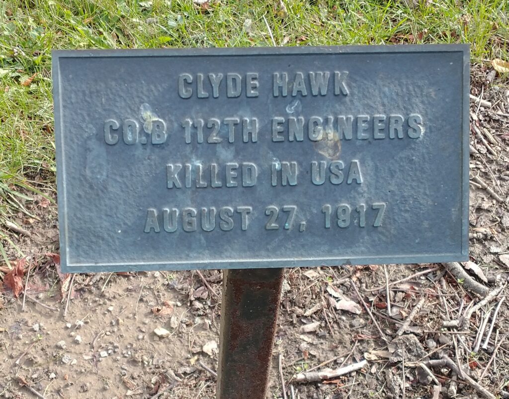 CLYDE HAWK WAR MEMORIAL TREE PLAQUE