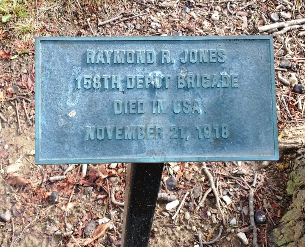 RAYMOND R. JONES WAR MEMORIAL TREE PLAQUE