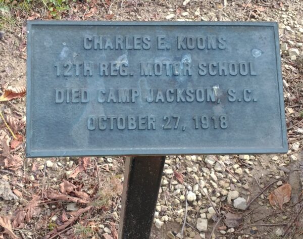 CHARLES KOONS WAR MEMORIAL TREE PLAQUE