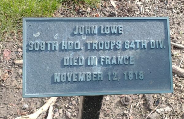 JOHN LOWE WAR MEMORIAL TREE PLAQUE