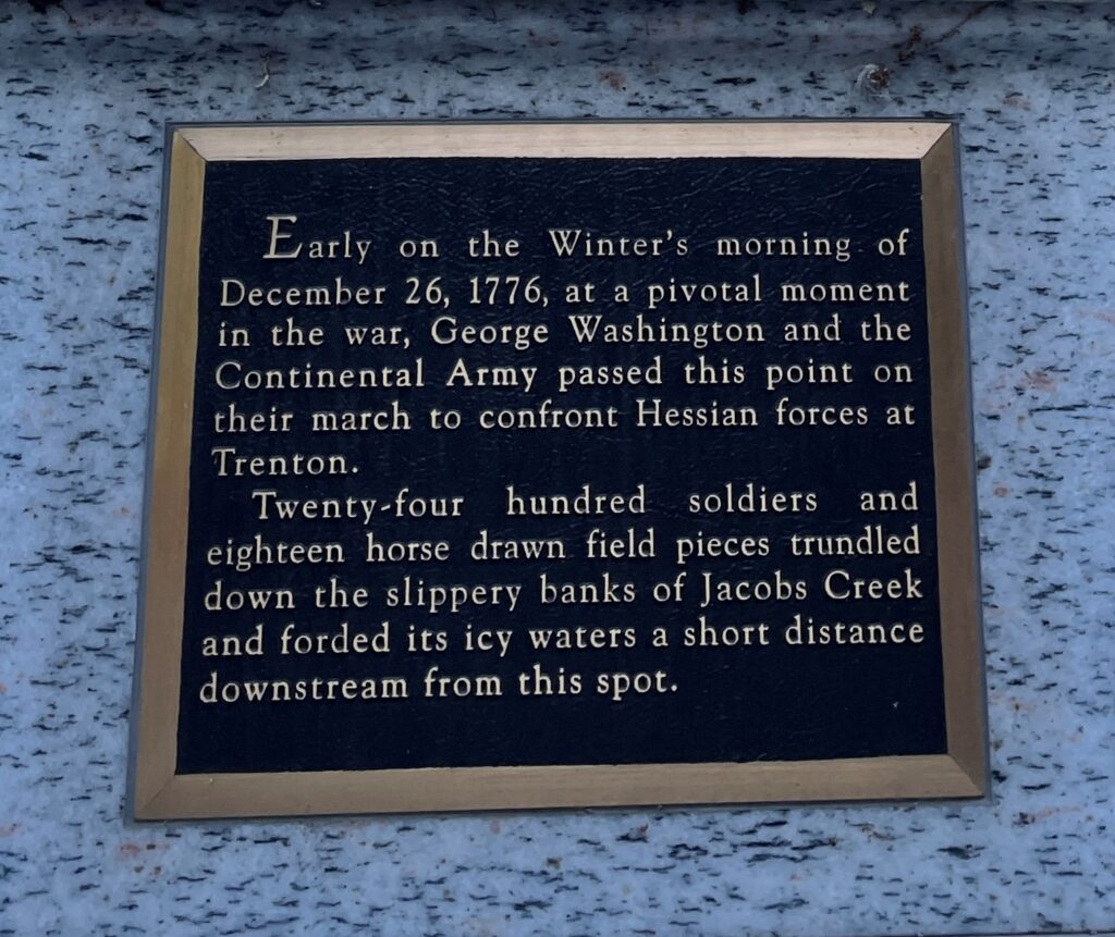 GEORGE WASHINGTON’S MARCH TO TRENTON WAR MEMORIAL PLAQUE