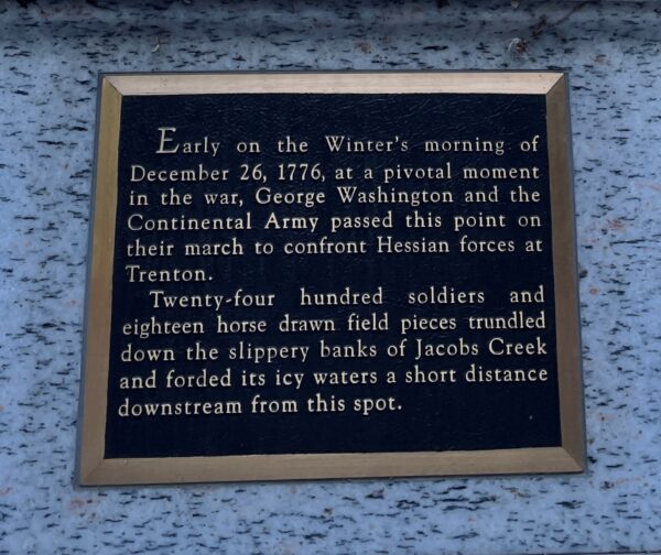 GEORGE WASHINGTON’S MARCH TO TRENTON WAR MEMORIAL PLAQUE