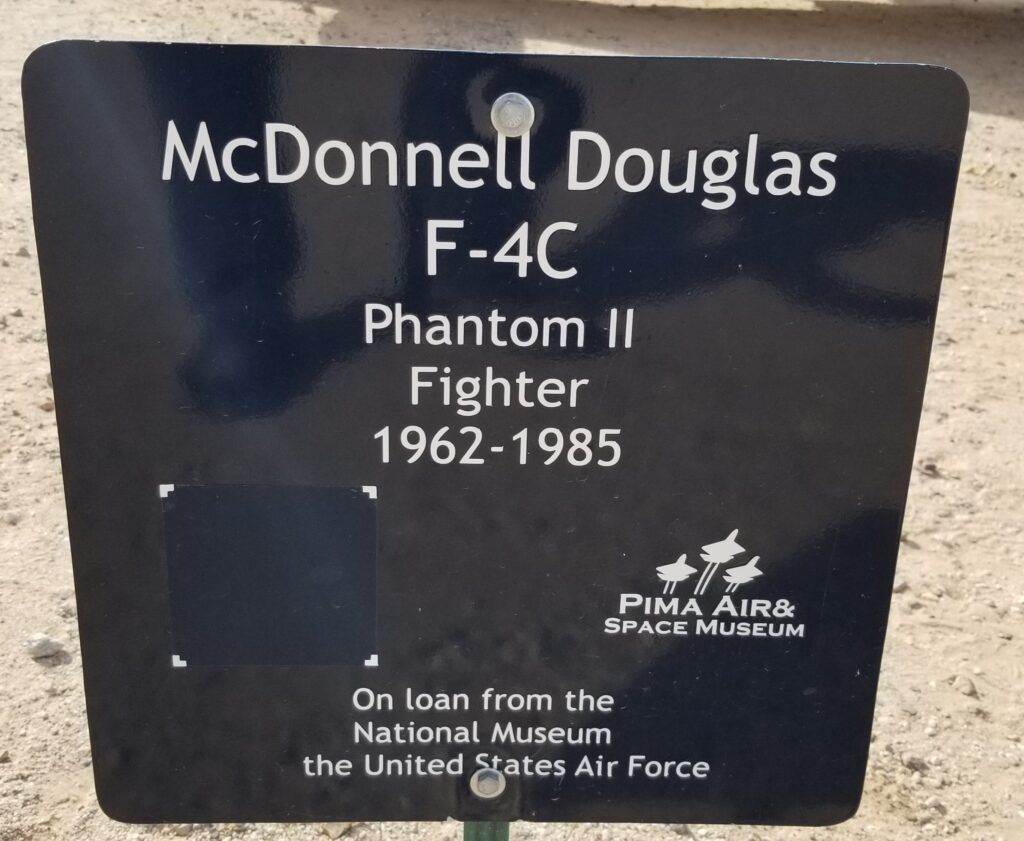 MCDONNELL DOUGLAS F-4C PHANTOM II FIGHTER MEMORIAL AIRCRAFT PLAQUE