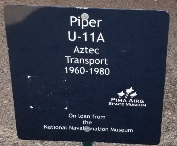 PIPER U-11A AZTEC TRANSPORT MEMORIAL AIRCRAFT PLAQUE