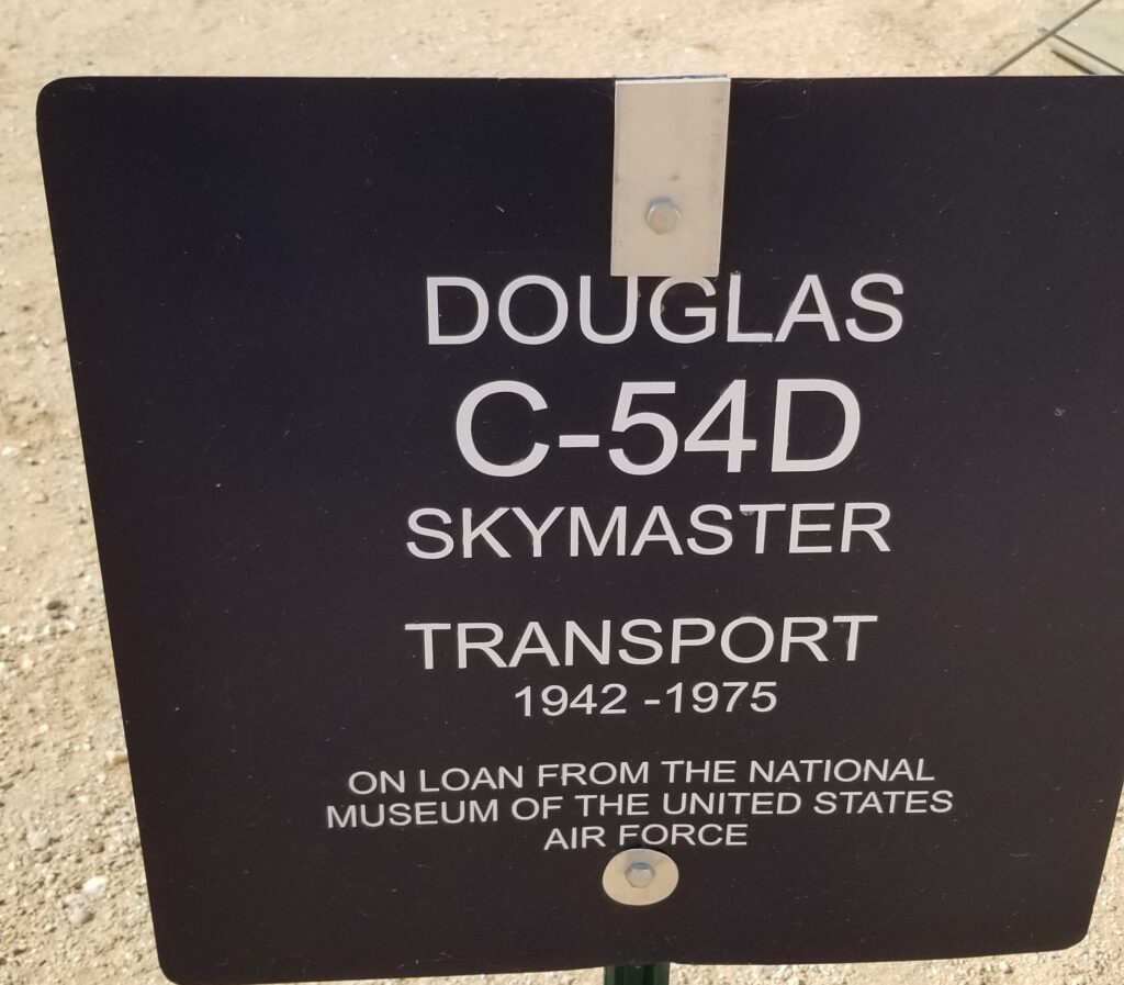 DOUGLAS C-54D SKYMASTER TRANSPORT MEMORIAL AIRCRAFT PLAQUE A