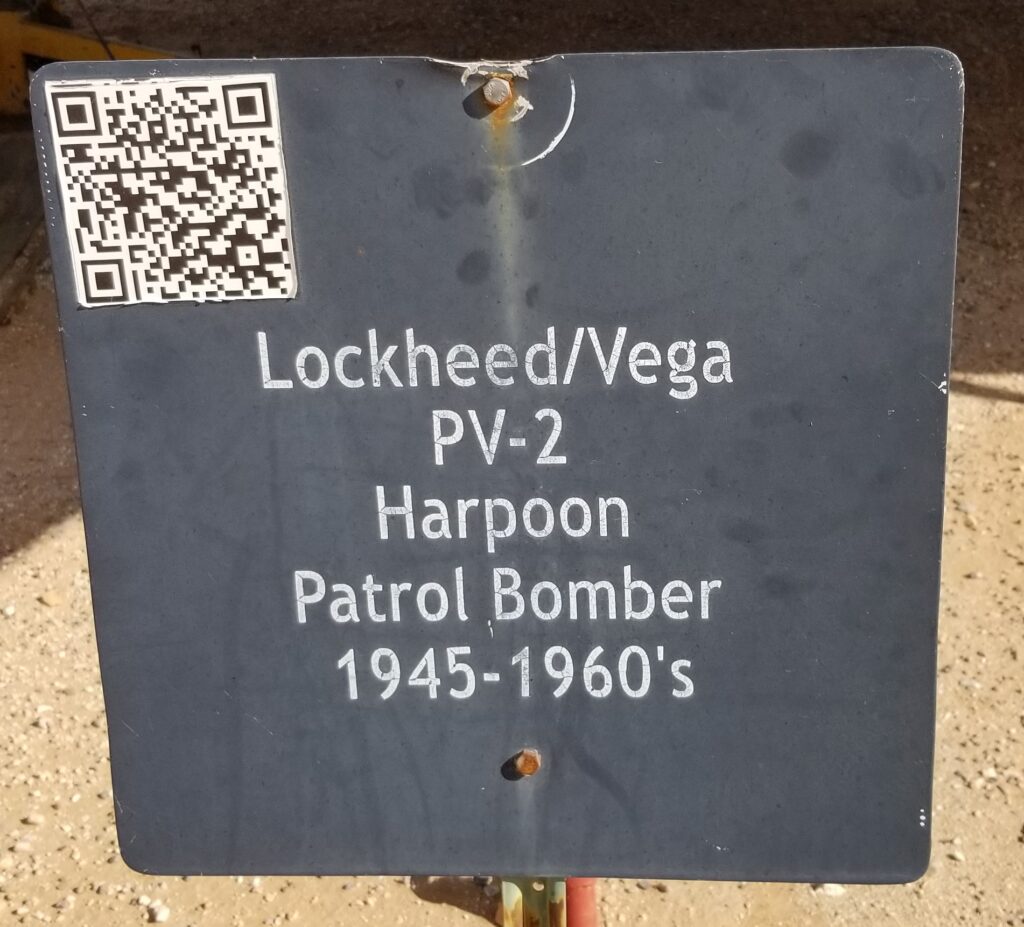 LOCKHEED/VEGA PV-2 HARPOON PATROL BOMBER MEMORIAL AIRCRAFT PLAQUE