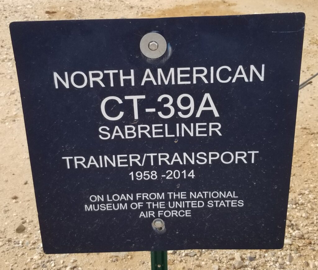 NORTH AMERICAN CT39A SABRELINER MEMORIAL AIRCRAFT PLAQUE