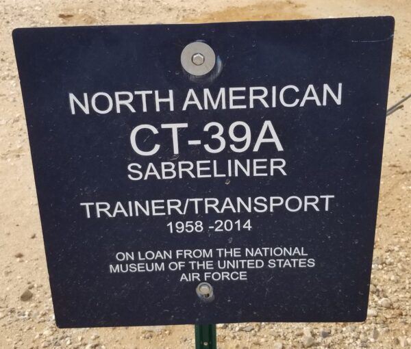 NORTH AMERICAN CT39A SABRELINER MEMORIAL AIRCRAFT PLAQUE