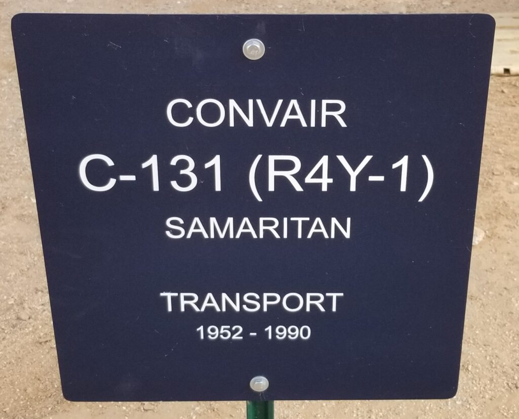 CONVAIR C-131 (R4Y-1) SMARITAN MEMORIAL AIRCRAFT PLAQUE