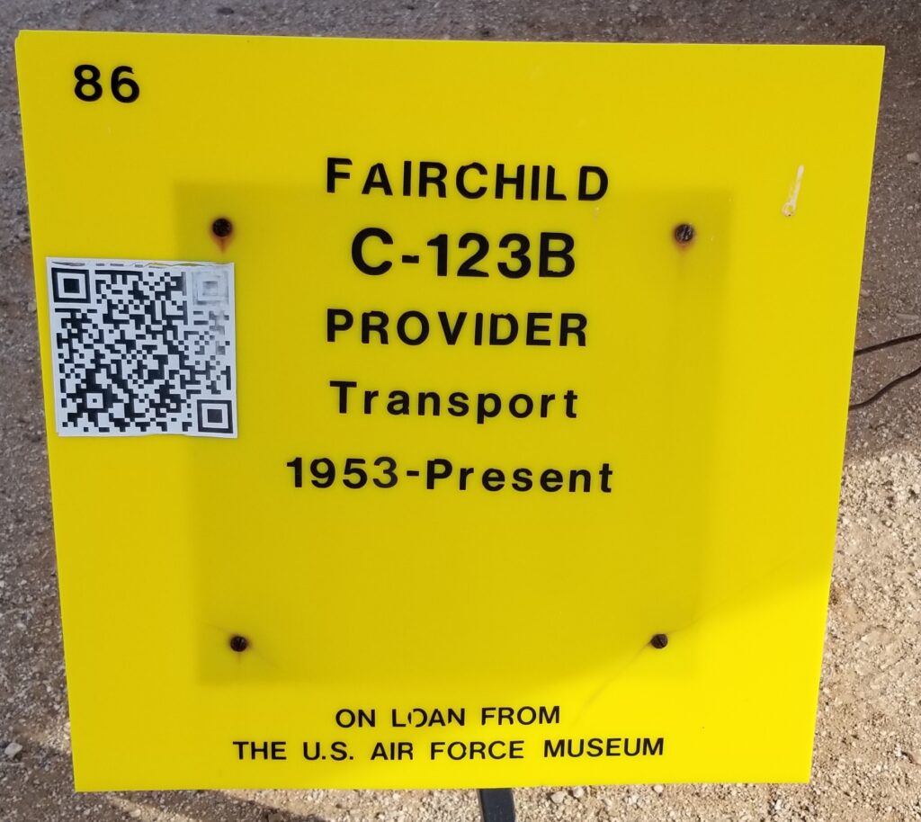 FAIRCHILD C-123B PROVIDER TRANSPORT MEMORIAL AIRCRAFT PLAQUE