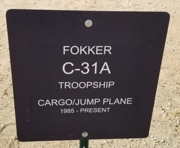 FOKKER C-31A TROOPSHIP MEMORIAL AIRCRAFT PLAQUE