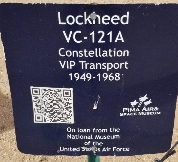 LOCKHEED VC-121A CONSTELLATION MEMORIAL AIRCRAFT PLAQUE