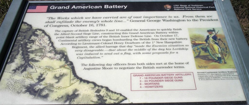 GRAND AMERICAN BATTERY 1781 SIEGE OF YORKTOWN MEMORIAL PANEL
