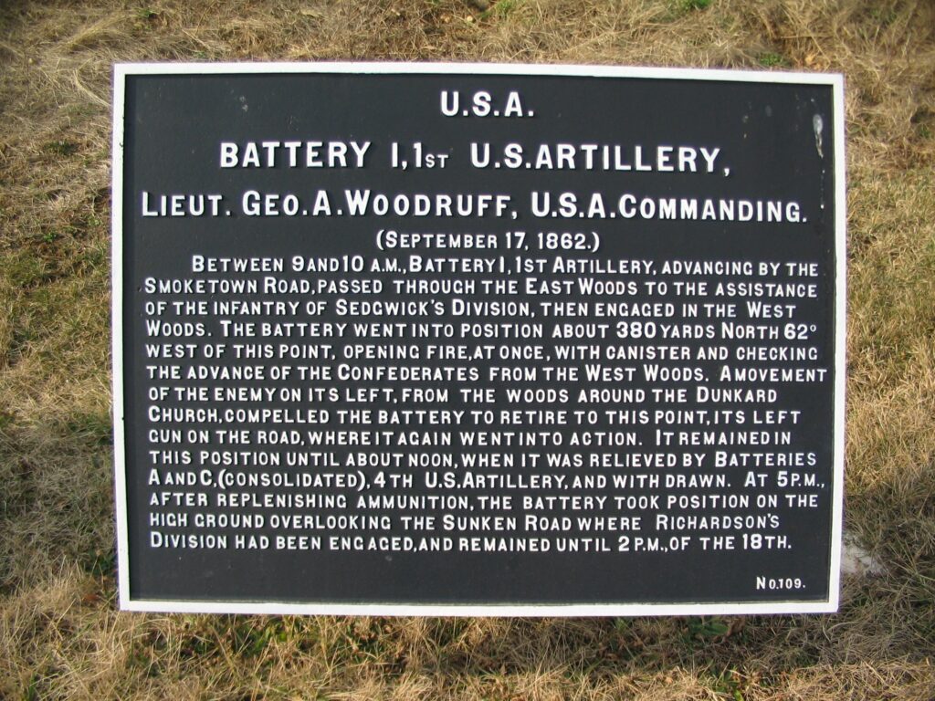 U.S.A. BATTERY I, 1ST U.S. ARTILLERY WAR MEMORIAL PLAQUE