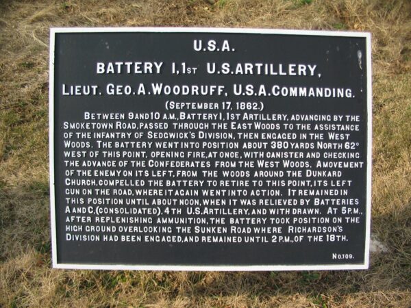 U.S.A. BATTERY I, 1ST U.S. ARTILLERY WAR MEMORIAL PLAQUE