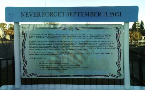 SACRAMENTO SEPTEMBER 11, 2001 MEMORIAL MARKER