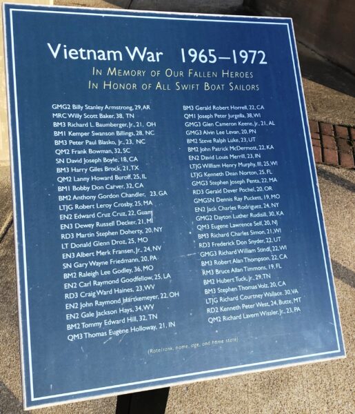 VIETNAM WAR 1965-1972 ALL SWIFT BOAT SAILORS MEMORIAL PLAQUE