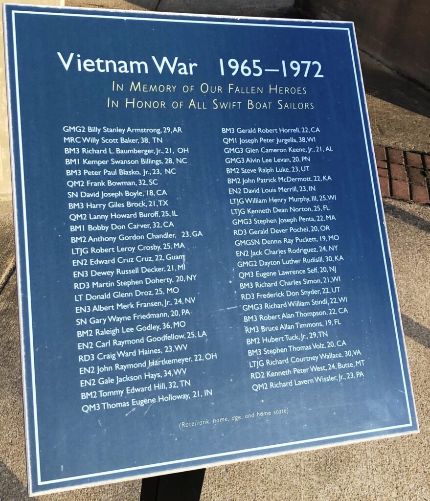 VIETNAM WAR 1965-1972 ALL SWIFT BOAT SAILORS MEMORIAL PLAQUE