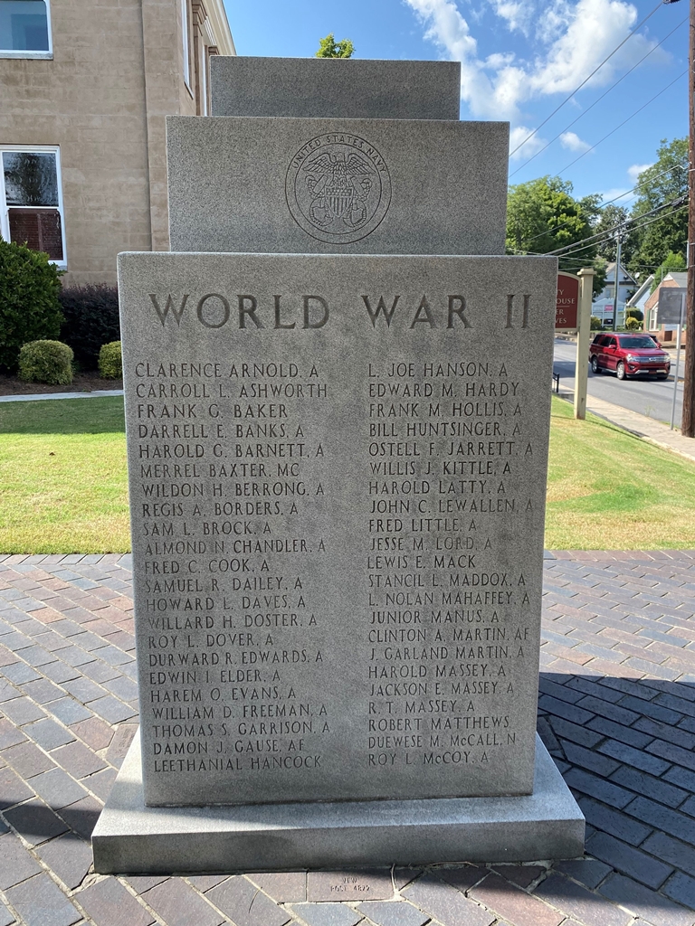 JACKSON COUNTY SUPREME SACRIFICE WAR MEMORIAL SIDE B