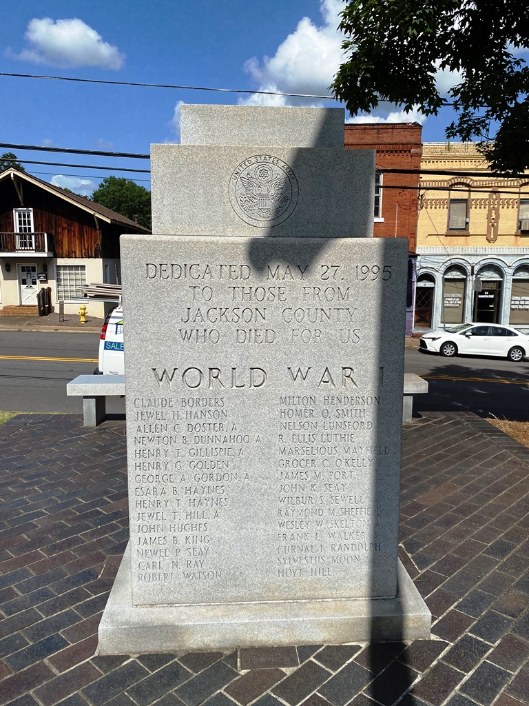 JACKSON COUNTY SUPREME SACRIFICE WAR MEMORIAL SIDE A