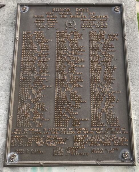 AMERICAN LEGION POST NO. 182 WORLD WAR MEMORIAL PLAQUE C