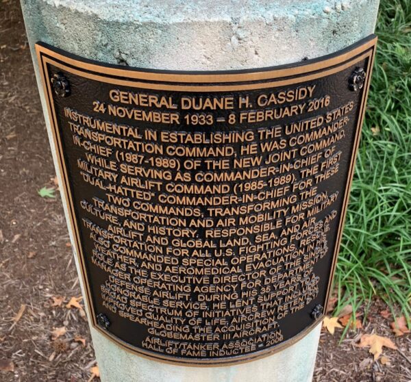 GENERAL DUANE H. CASSIDY MEMORIAL PLAQUE