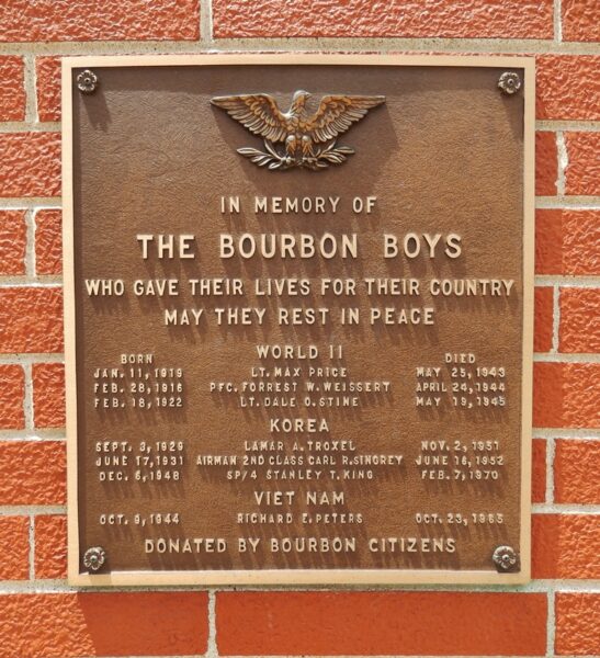 THE BOURBON BOYS WAR MEMORIAL PLAQUE