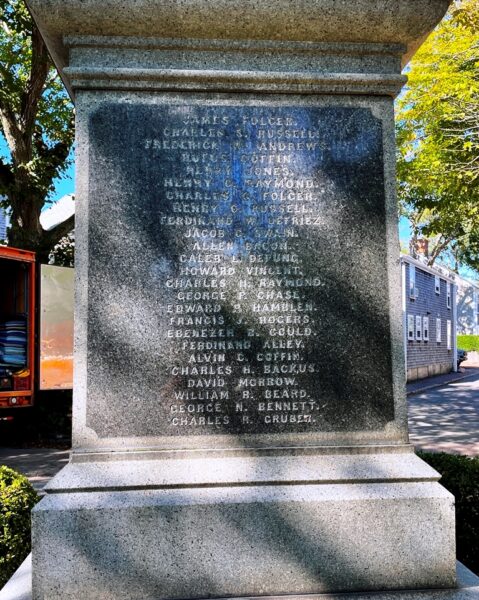 SONS OF NANTUCKET CIVIL WAR MEMORIAL SIDE C