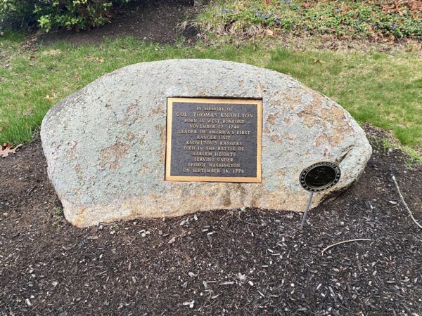 COL. THOMAS KNOWLTON REVOLUTIONARY WAR RANGER MEMORIAL PLAQUE