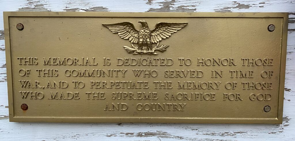 WHITTEMORE VETERANS MEMORIAL PLAQUE
