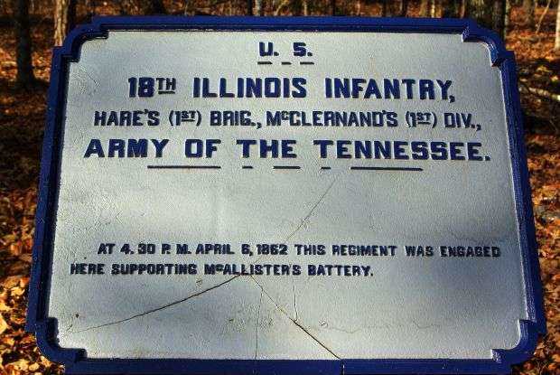 U.S. 18TH ILLINOIS INFANTRY MEMORIAL PLAQUE I