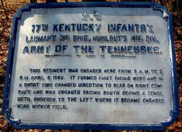 U.S. 17TH KENTUCKY INFANTRY MEMORIAL PLAQUE